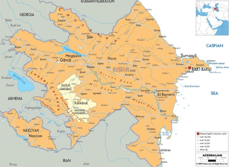 Bản đồ hành chính Azerbaijan khổ lớn