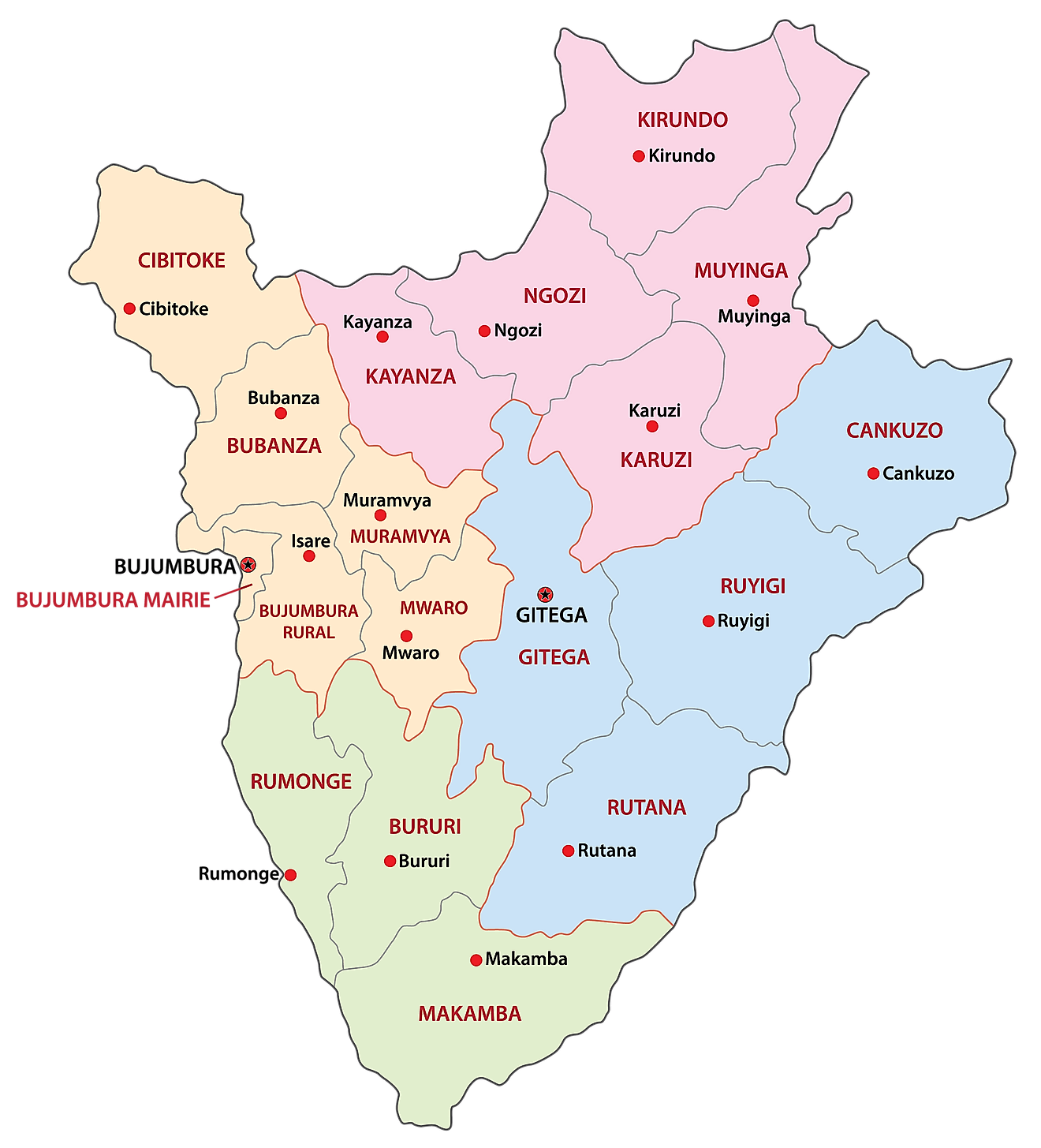 Bản đồ các tỉnh của Burundi