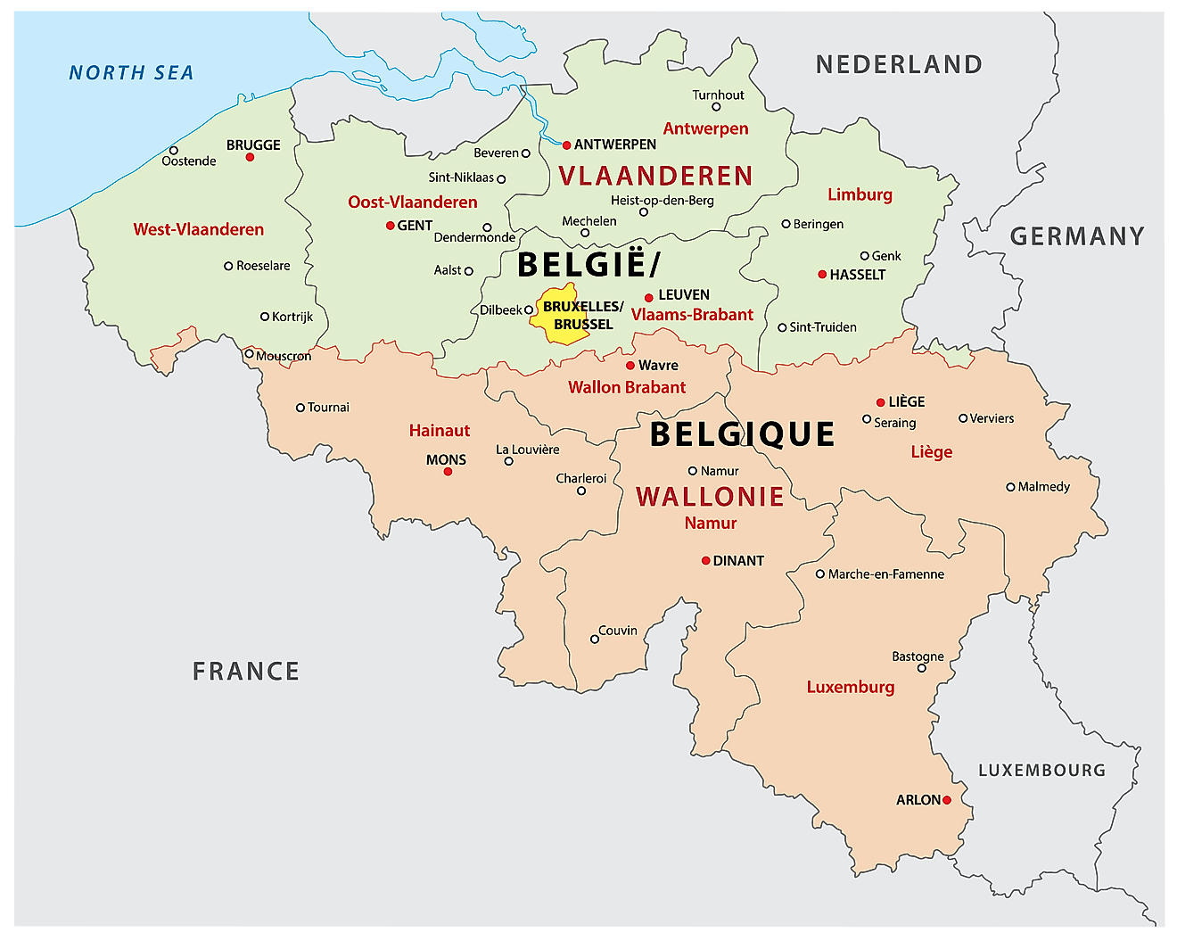 Communities and Regions of Belgium Map