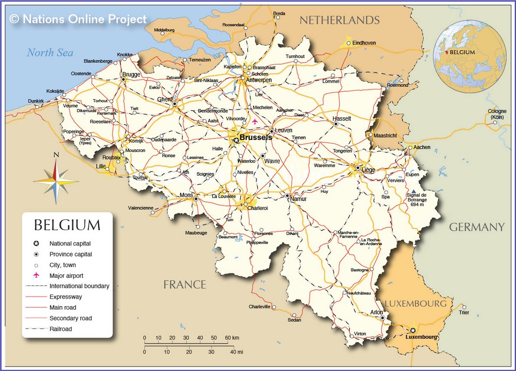 Bản đồ hành chính của Bỉ