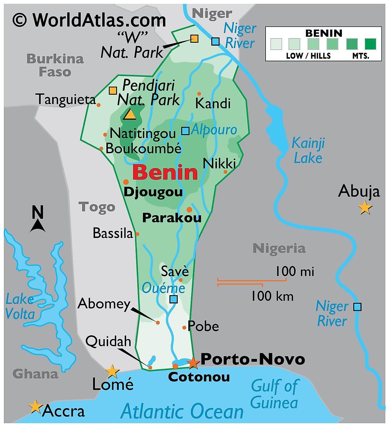 Physical Map of Benin