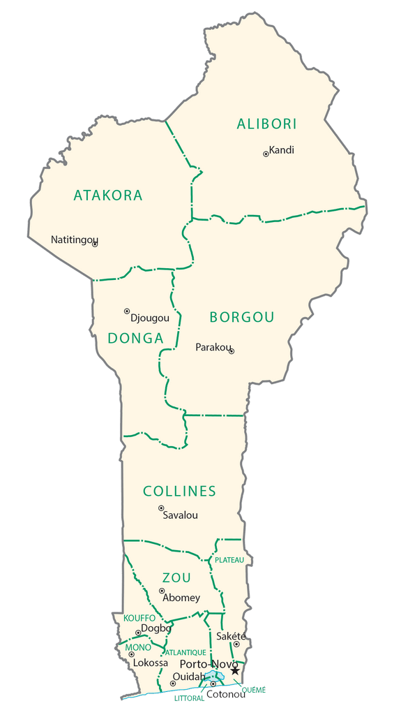 Bản đồ các tỉnh của Bénin