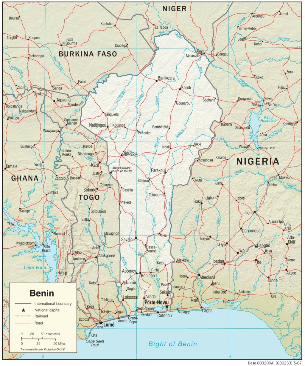 Benin physiography map.