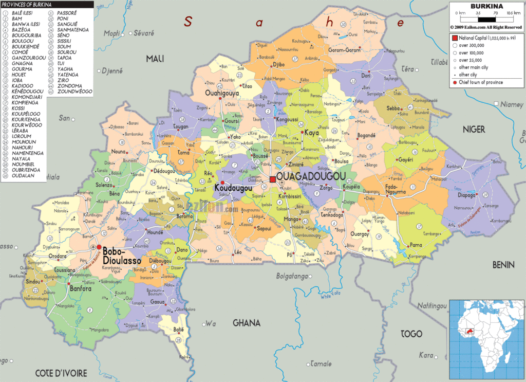 Bản đồ hành chính Burkina Faso