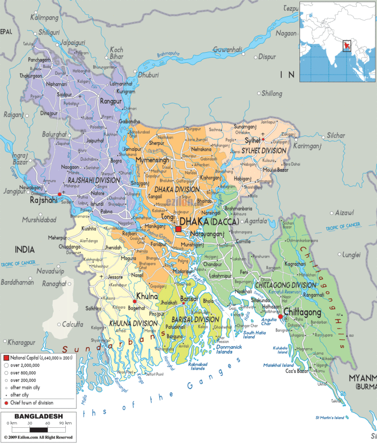 Bản đồ hành chính Bangladesh khổ lớn