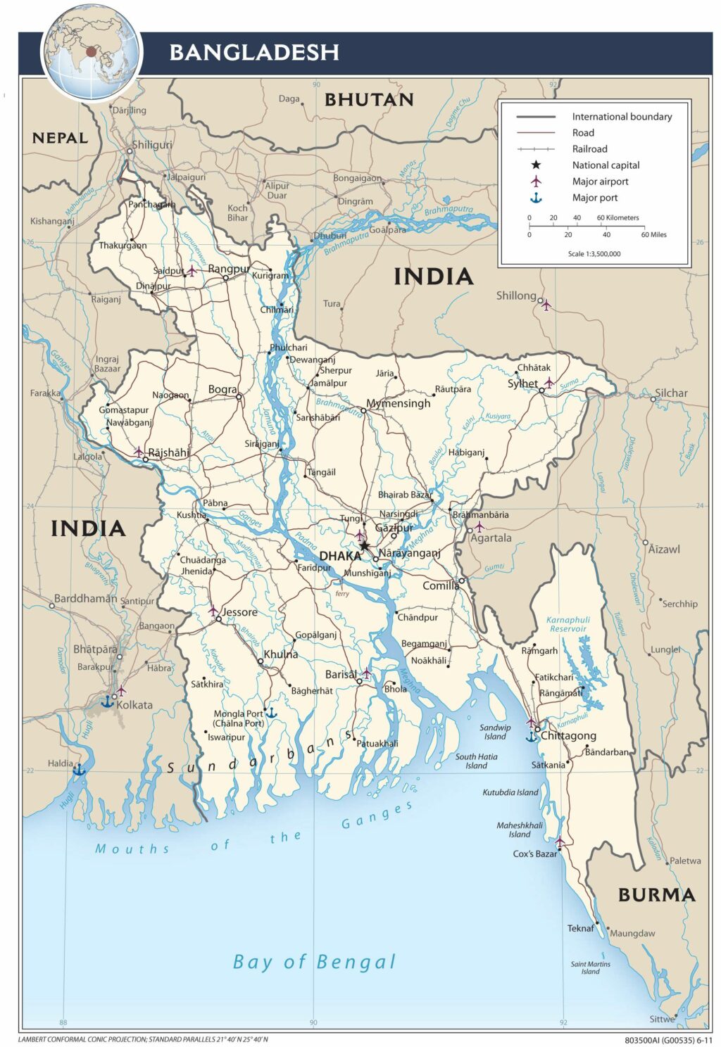 Bản đồ giao thông Bangladesh
