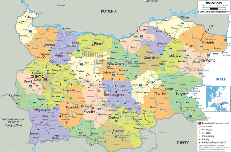 Bản đồ hành chính Bulgaria khổ lớn