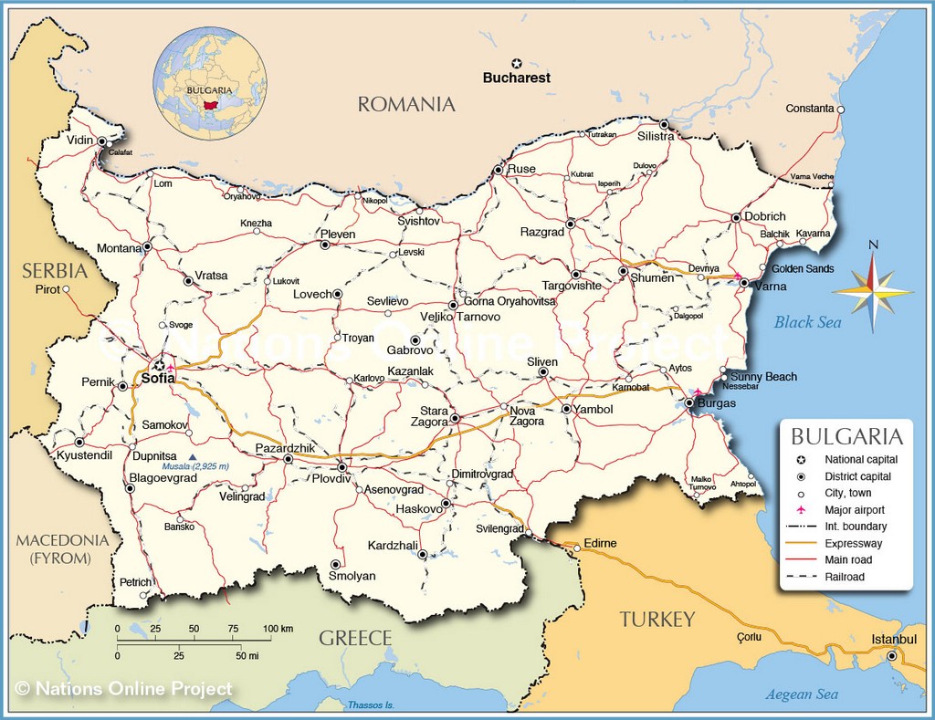 Bản đồ hành chính của Bulgaria