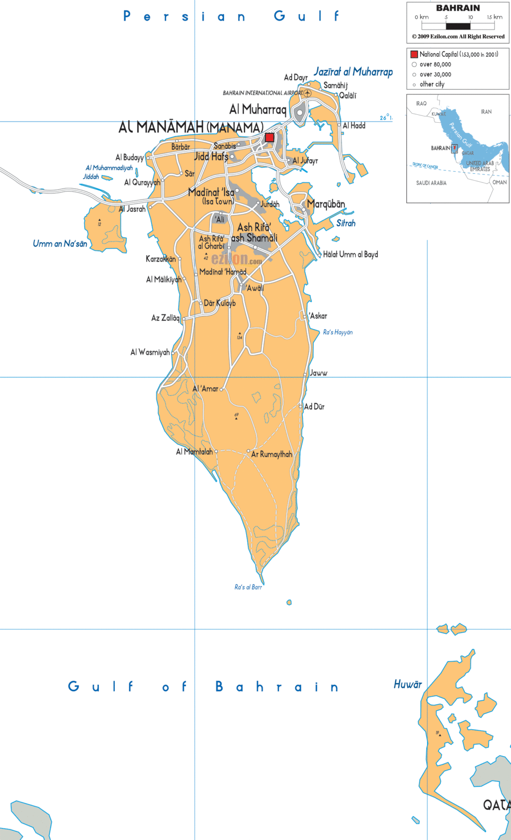 Bản đồ hành chính Bahrain
