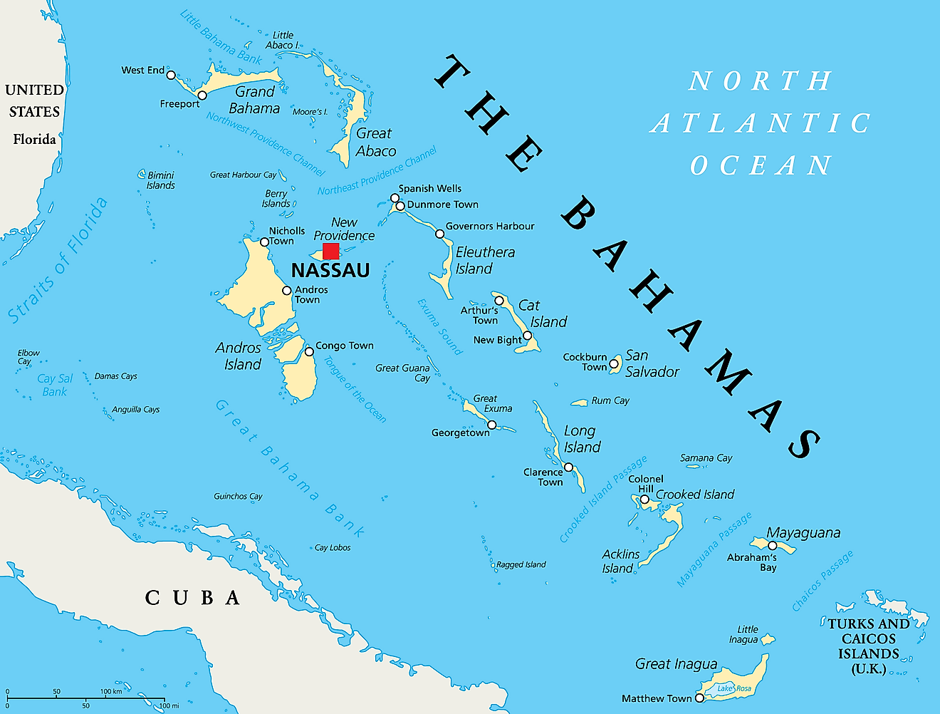 Các quận của Bahamas Bản đồ