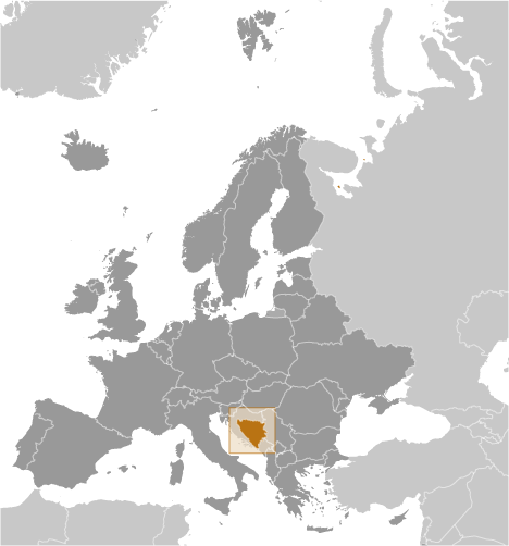 Bản đồ vị trí của Bosnia và Herzegovina