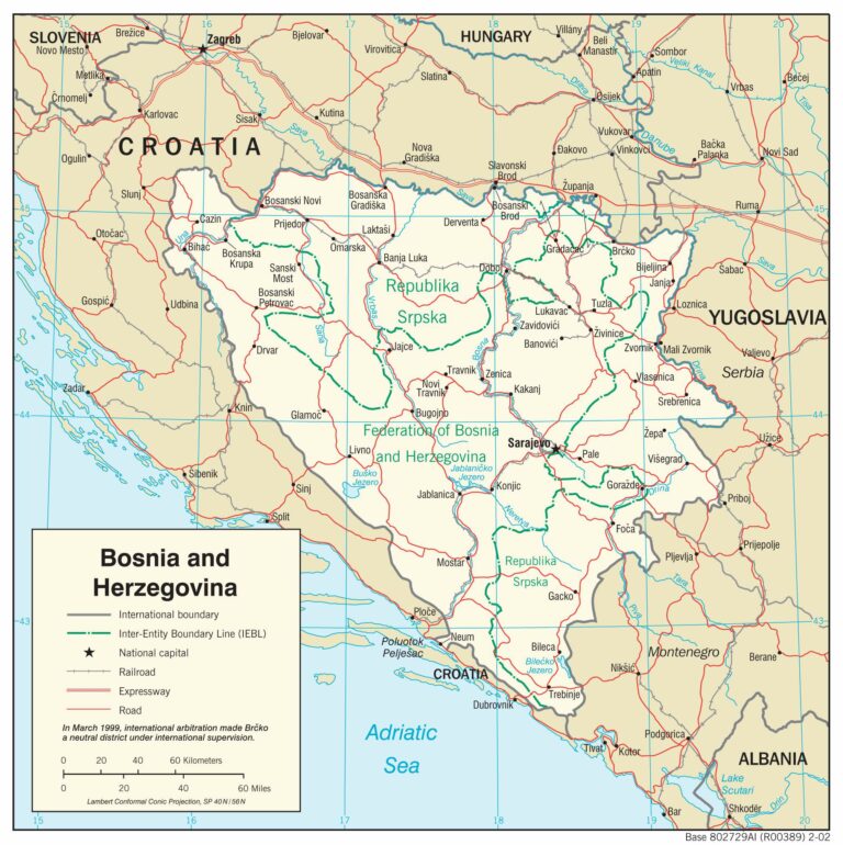 Bản đồ giao thông Bosnia và Herzegovina