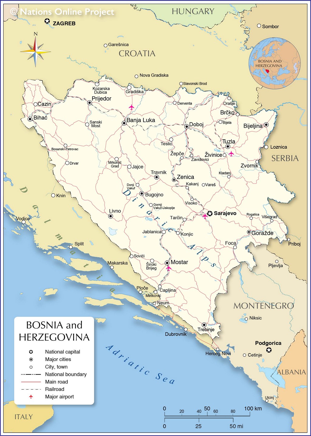 Bản đồ hành chính của Bosnia và Herzegovina
