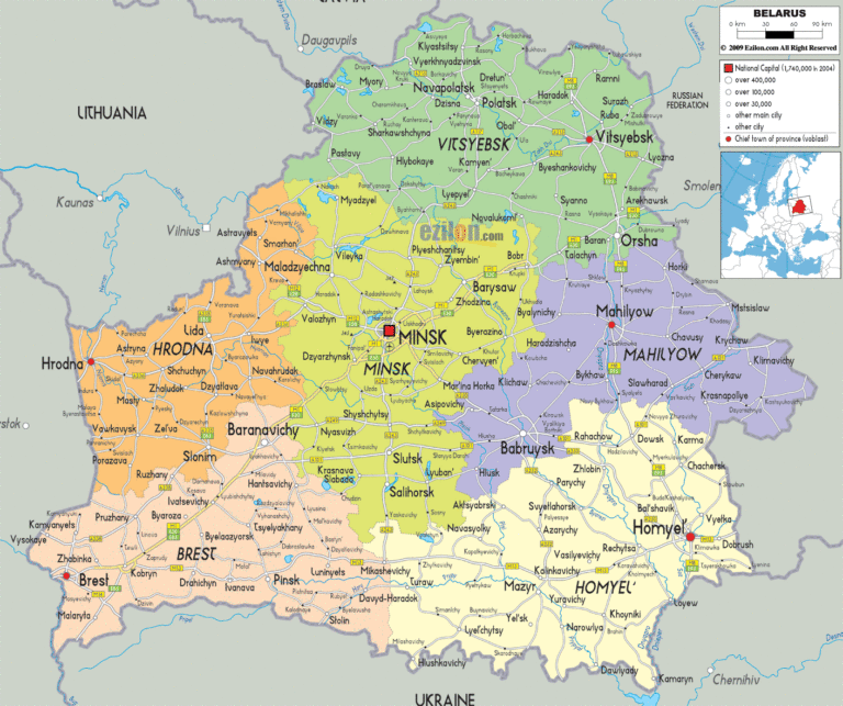 Bản đồ hành chính Belarus khổ lớn