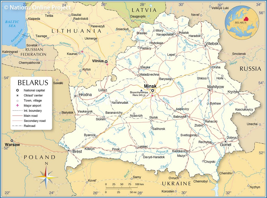 Bản đồ hành chính của Belarus