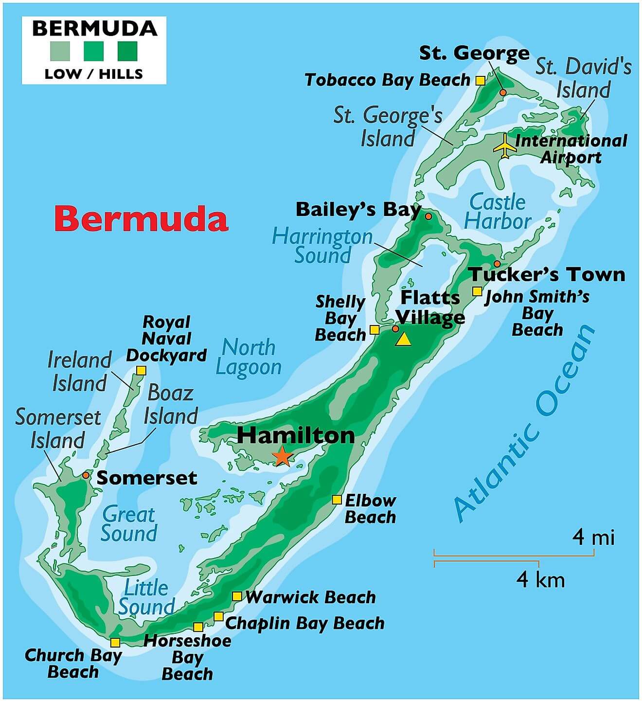 Bản đồ vật lý của Bermuda