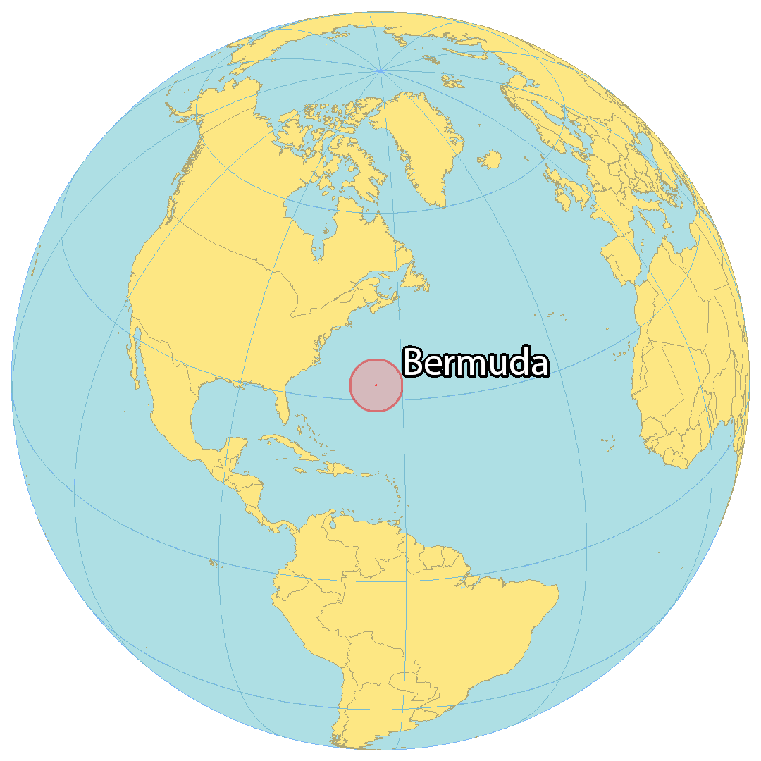 Bản đồ vị trí của Bermuda. Nguồn: gisgeography.com
