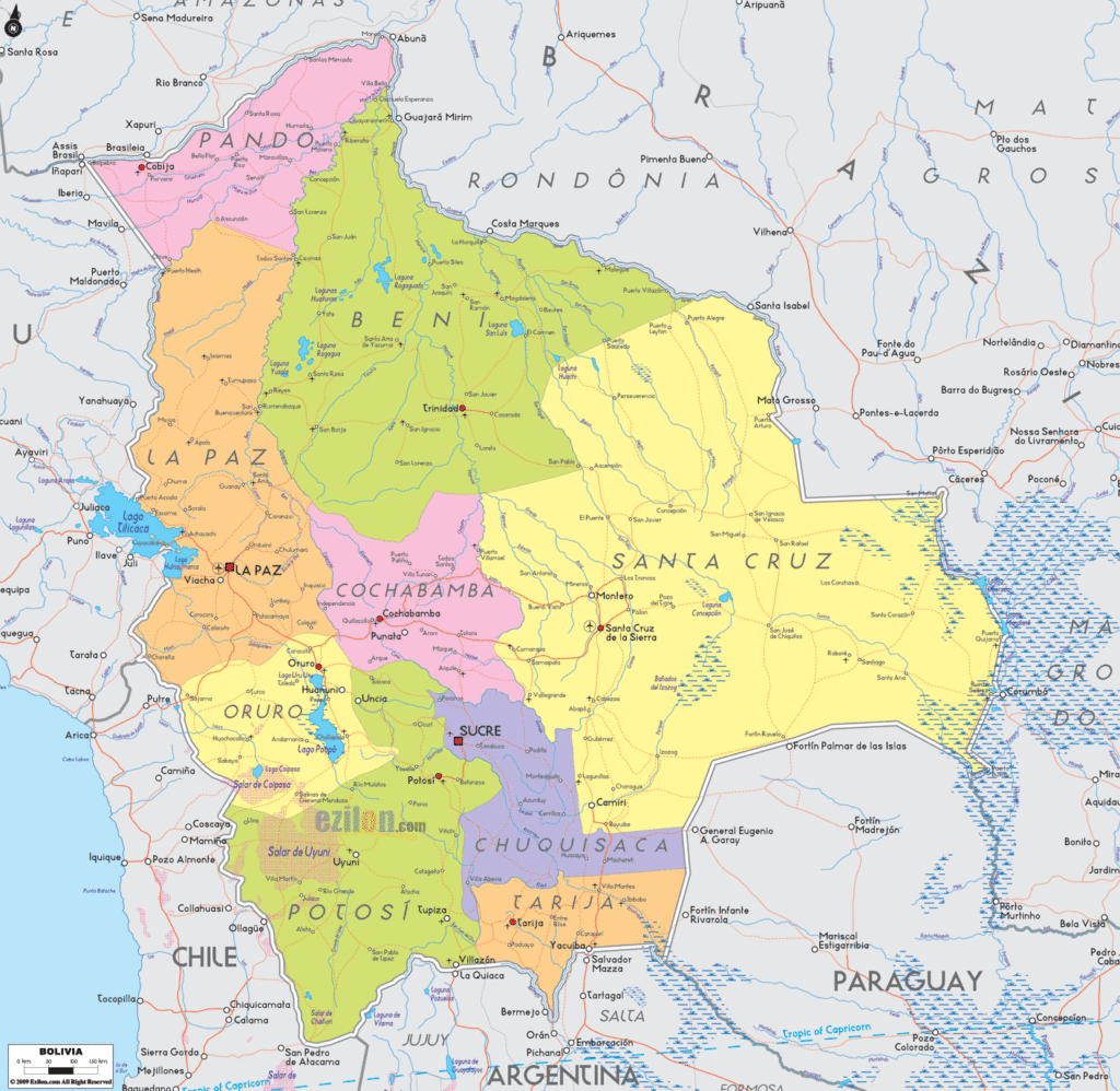 Bản đồ hành chính Bolivia