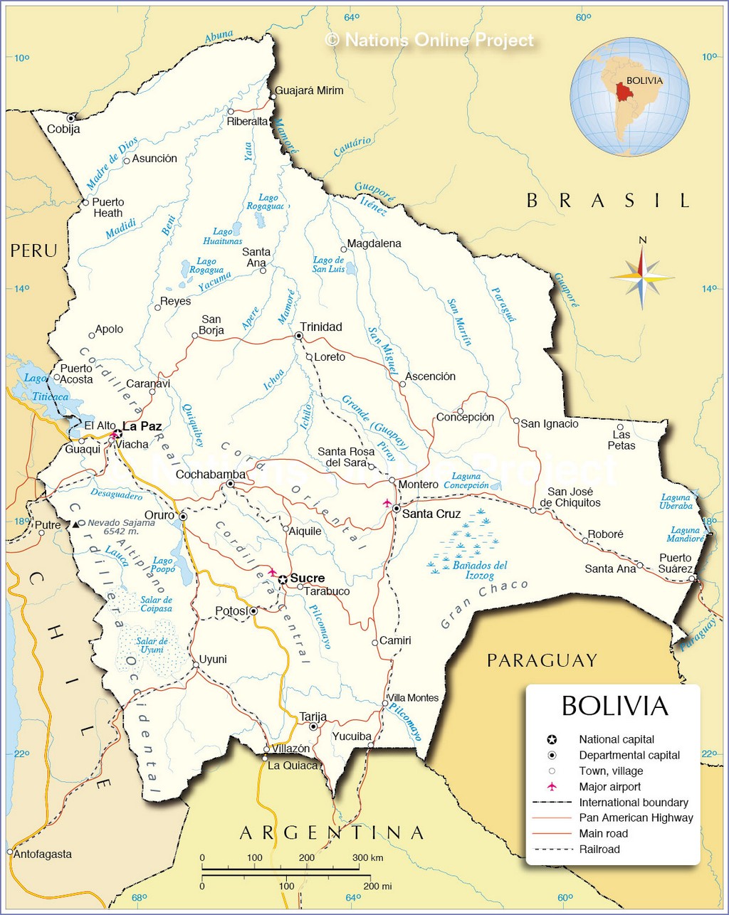 Bản đồ hành chính của Bolivia