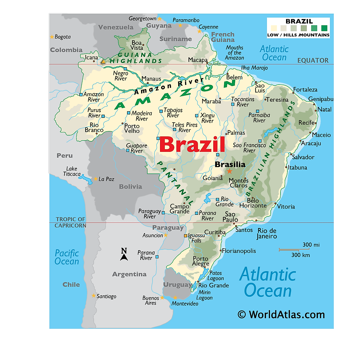 Bản đồ vật lý của Brazil