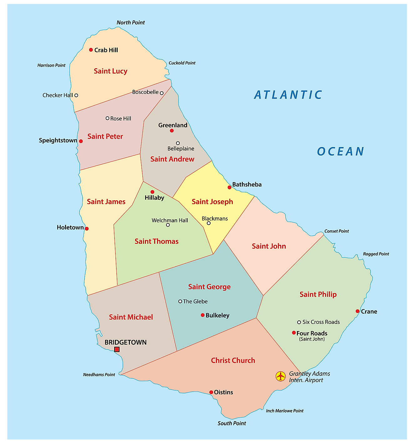 Giáo xứ của Barbados Bản đồ