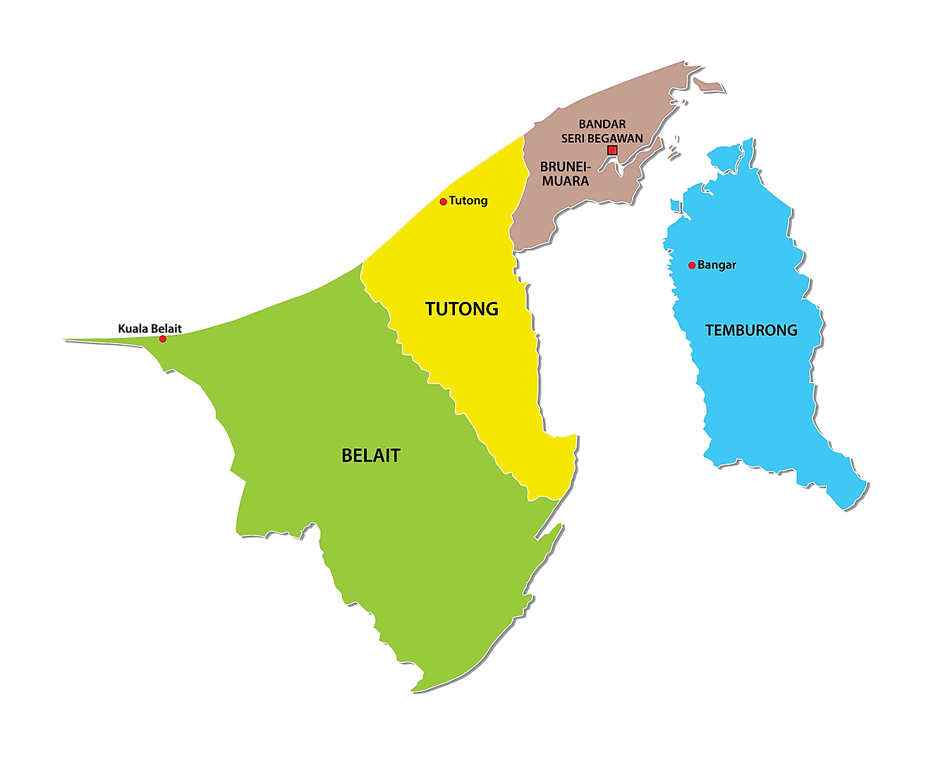 Các quận của Brunei Bản đồ