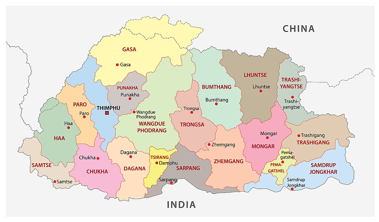 Bản đồ các quận của Bhutan