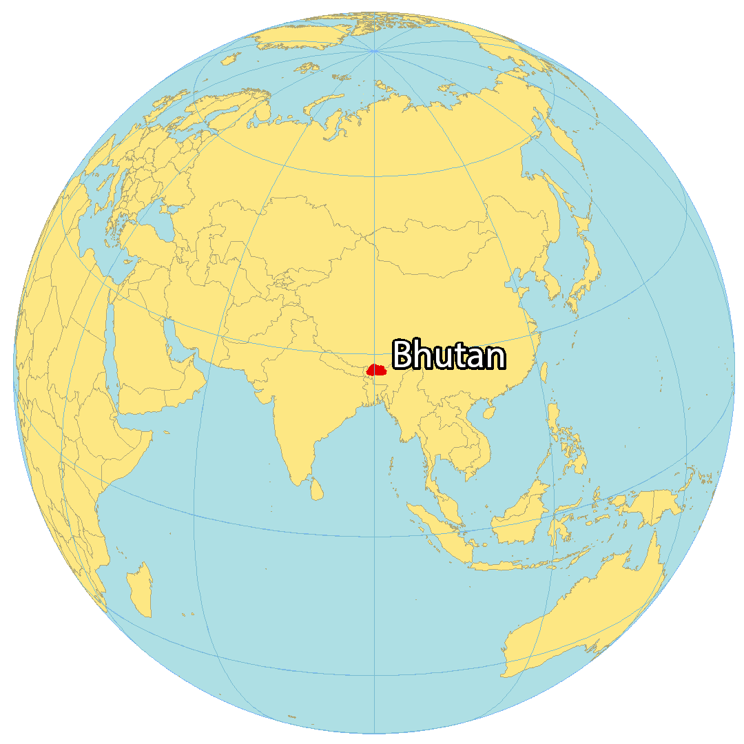 Bản đồ vị trí của Bhutan. Nguồn: gisgeography.com