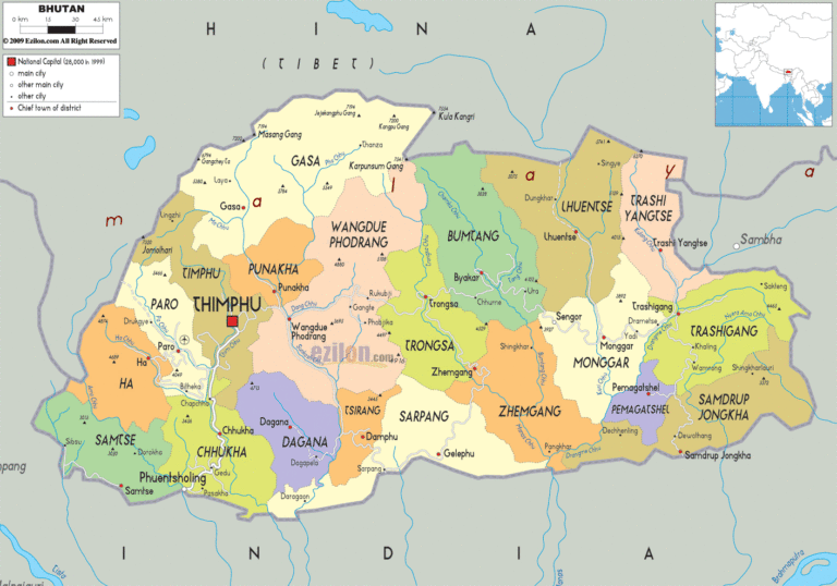 Bản đồ hành chính Bhutan khổ lớn