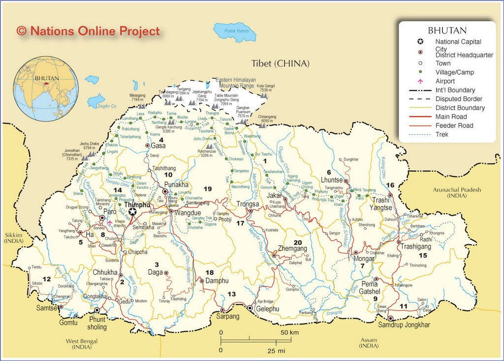 Bản đồ của Bhutan