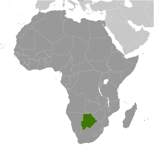 Bản đồ vị trí của Botswana