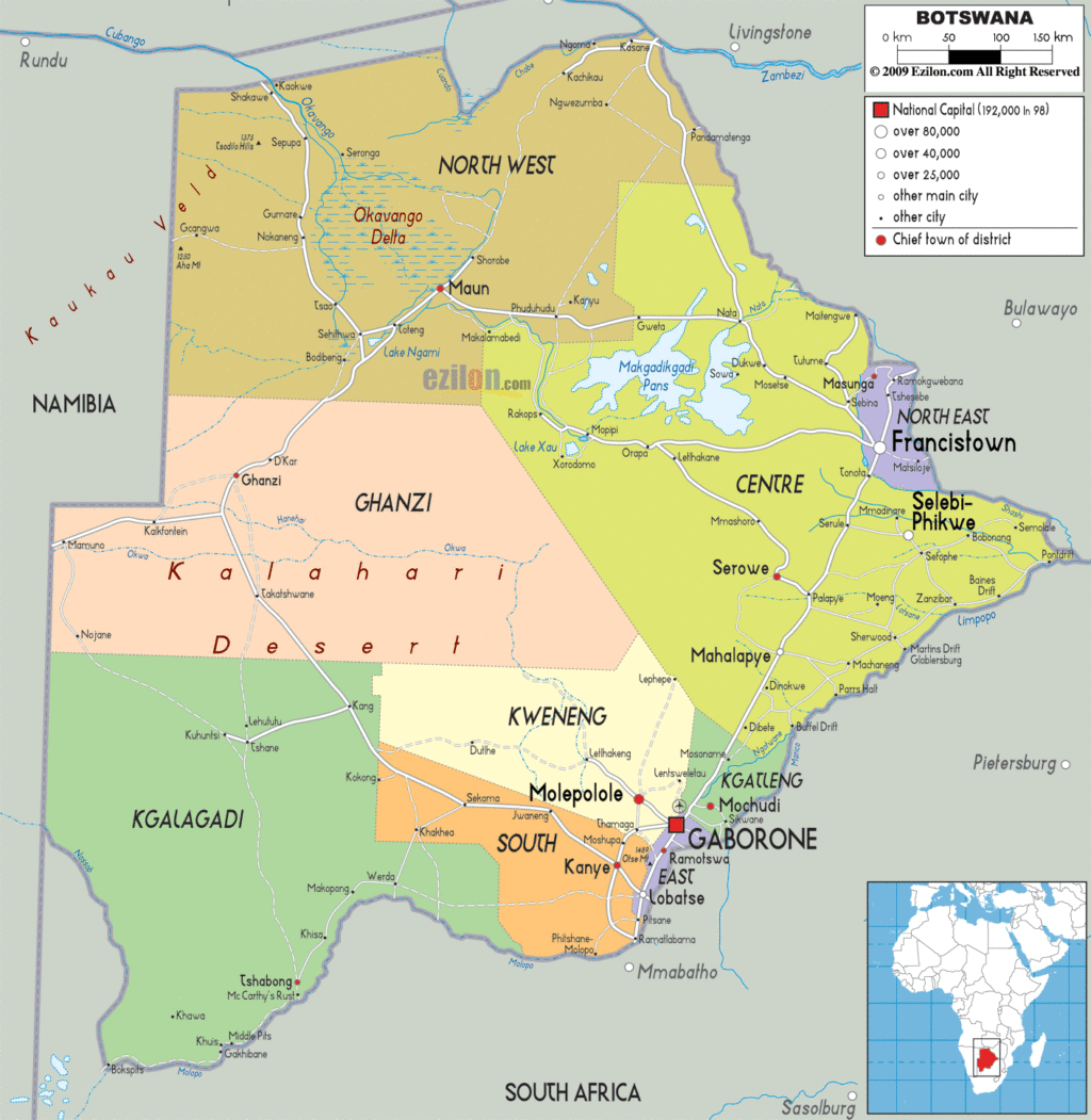 Bản đồ hành chính Botswana
