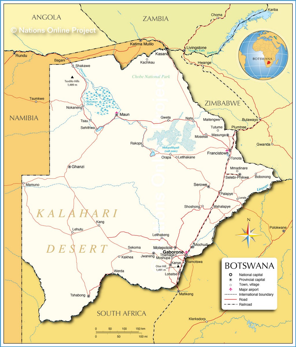 Bản đồ hành chính của Botswana