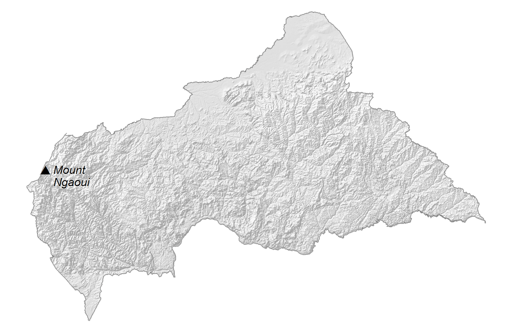 Bản đồ độ cao Cộng hòa Trung Phi