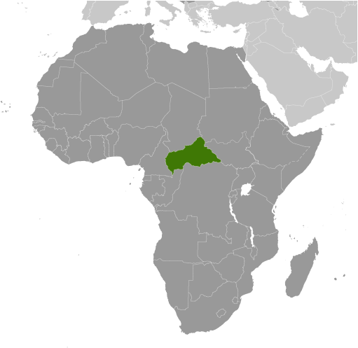 Bản đồ vị trí của Cộng hòa Trung Phi