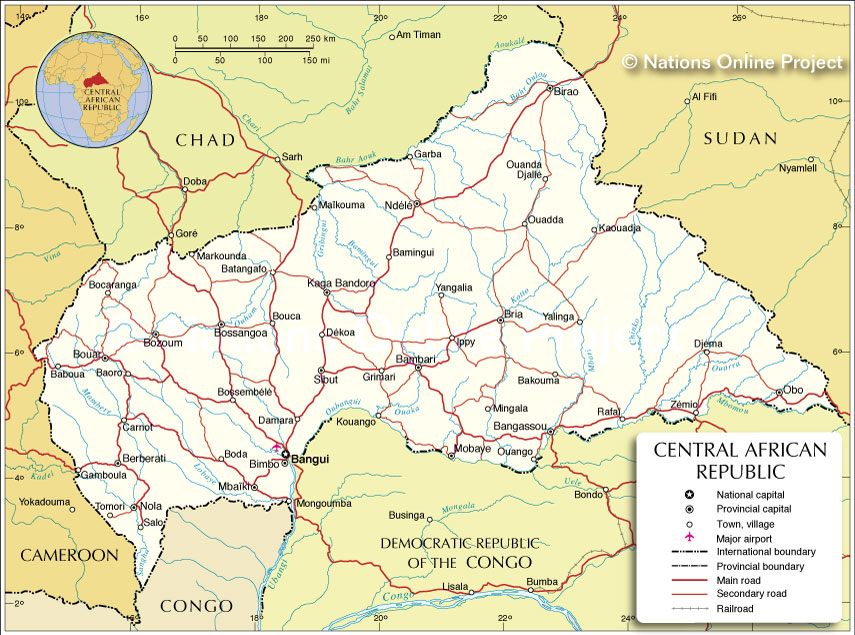 Bản đồ hành chính Cộng hòa Trung Phi