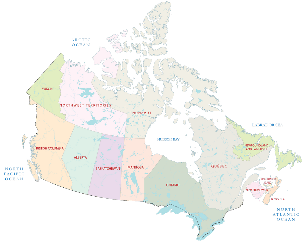 Bản đồ tỉnh Canada