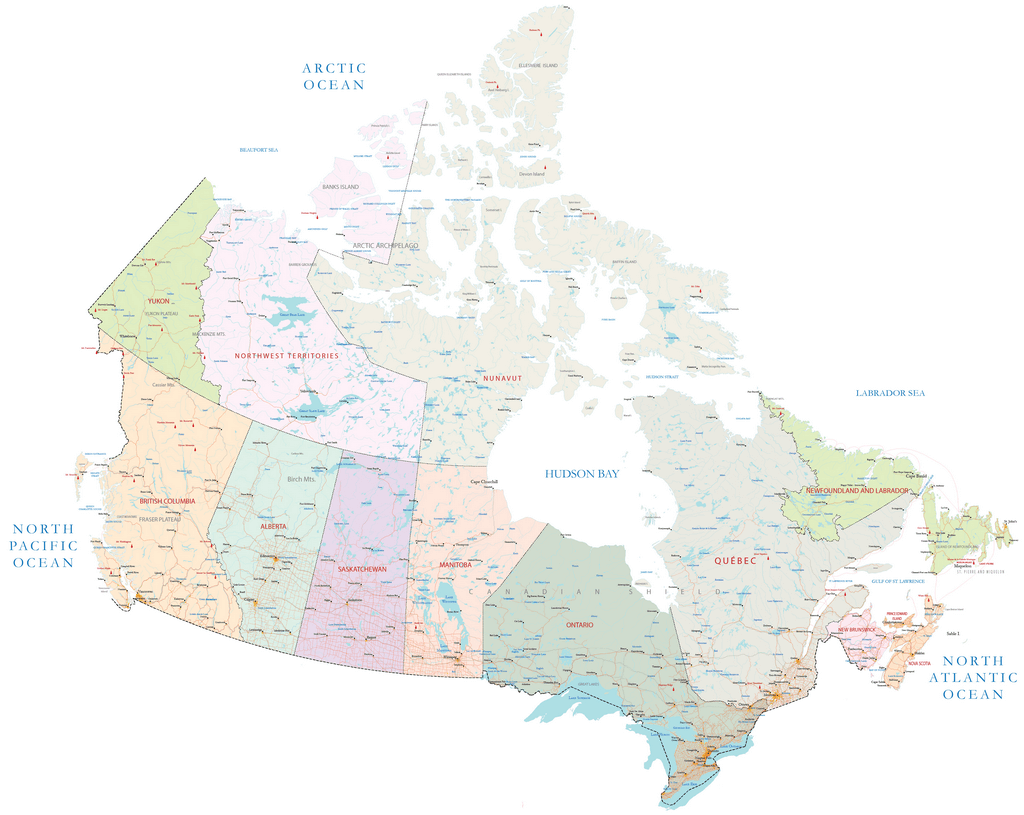 Bản đồ Canada đơn giản