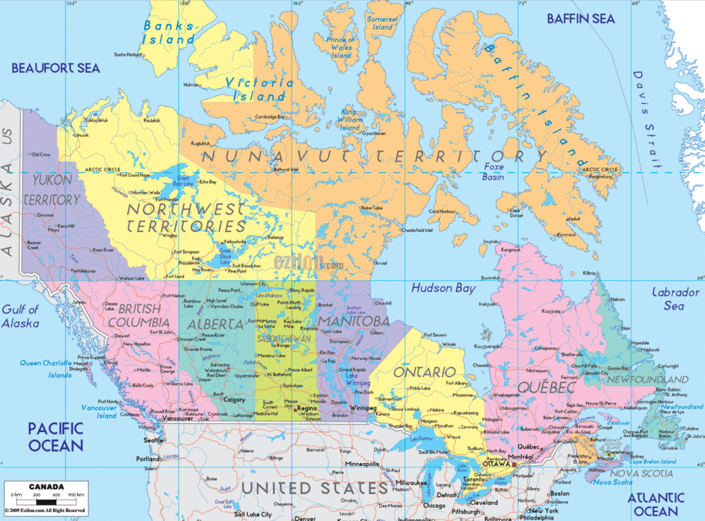 Canada political map.