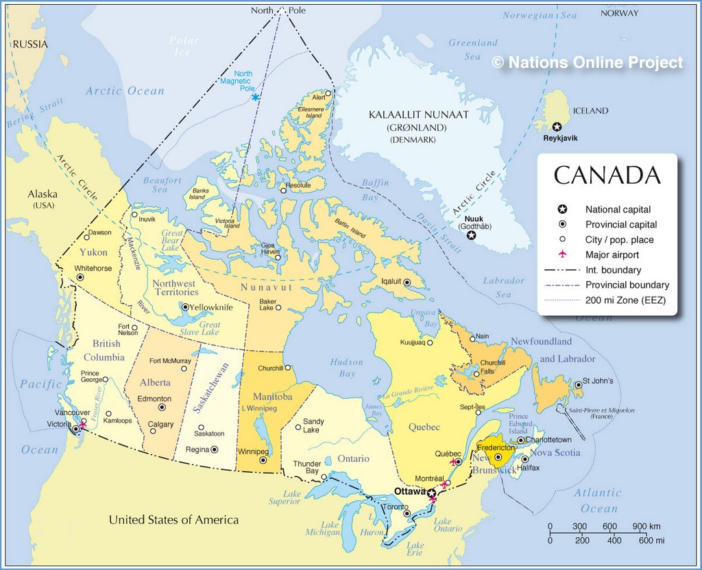 Bản đồ hành chính của Canada