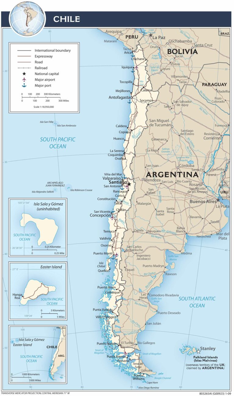 Chile transportation map.