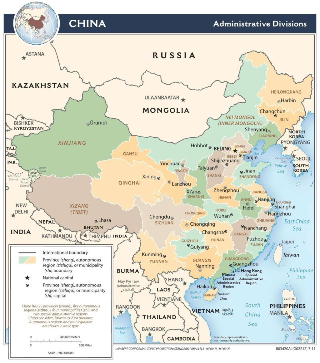 China administrative map.