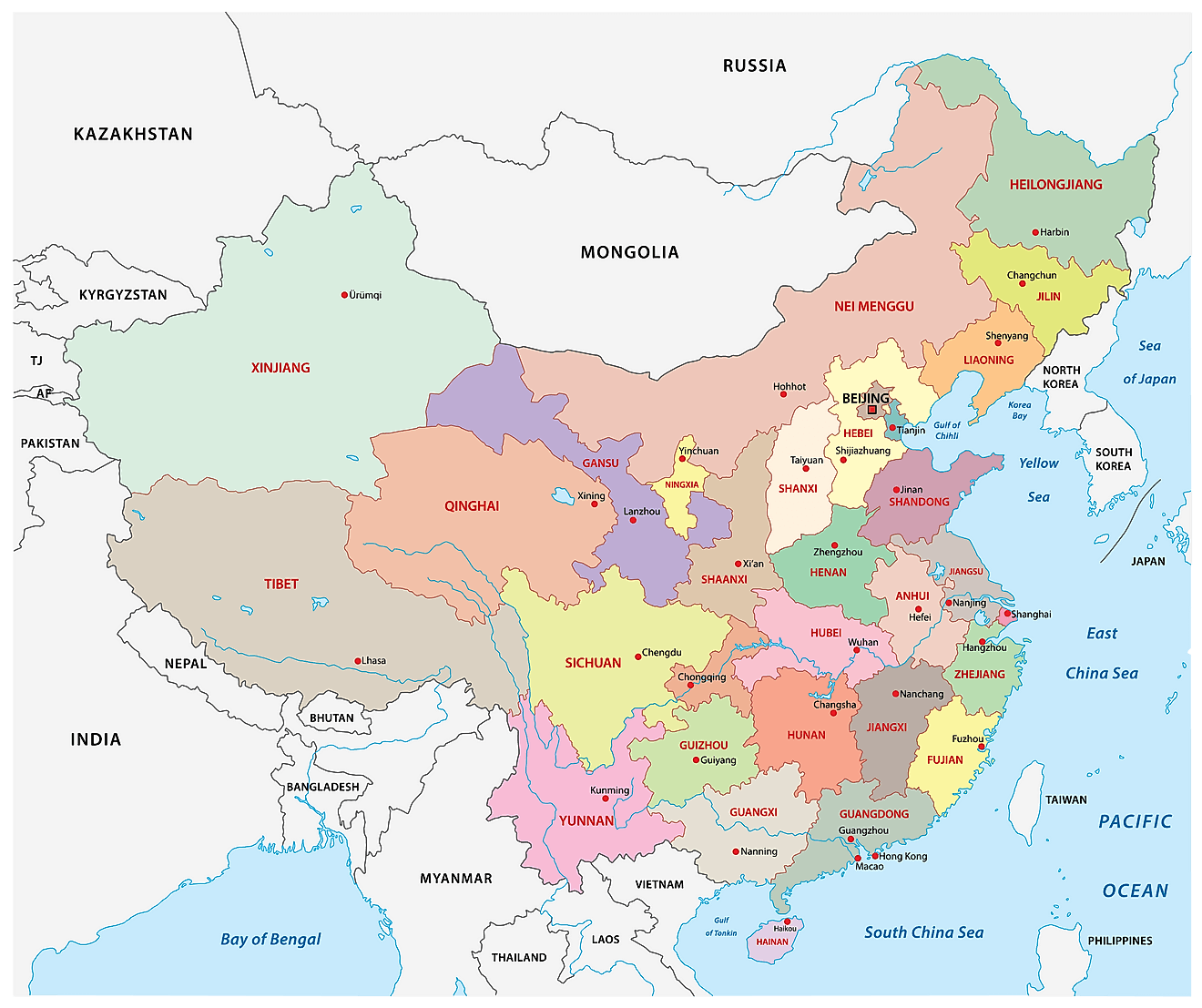 Provinces of China Map