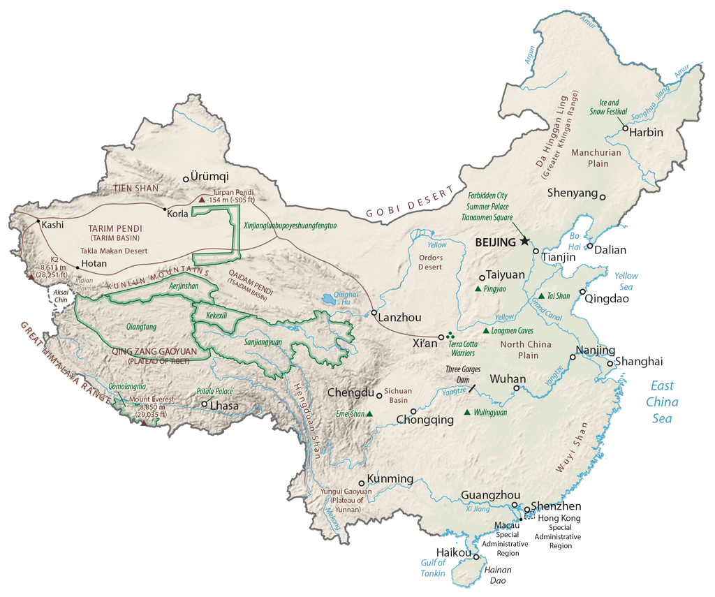 Bản đồ độ cao Trung Quốc