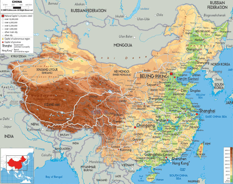 Bản đồ tự nhiên Trung Quốc khổ lớn