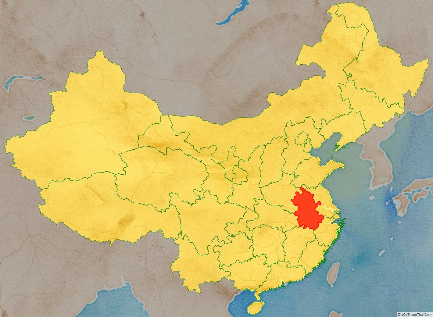 Bản đồ tỉnh An Huy, Trung Quốc - Địa Ốc Thông Thái