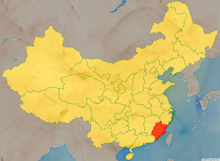 Vị trí địa lý tỉnh Phúc Kiến trên bản đồ Trung Quốc