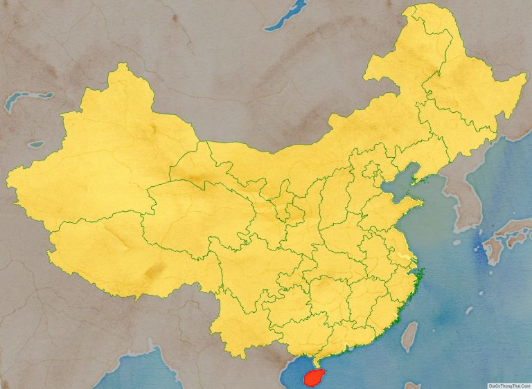 Vị trí địa lý tỉnh Hải Nam trên bản đồ Trung Quốc