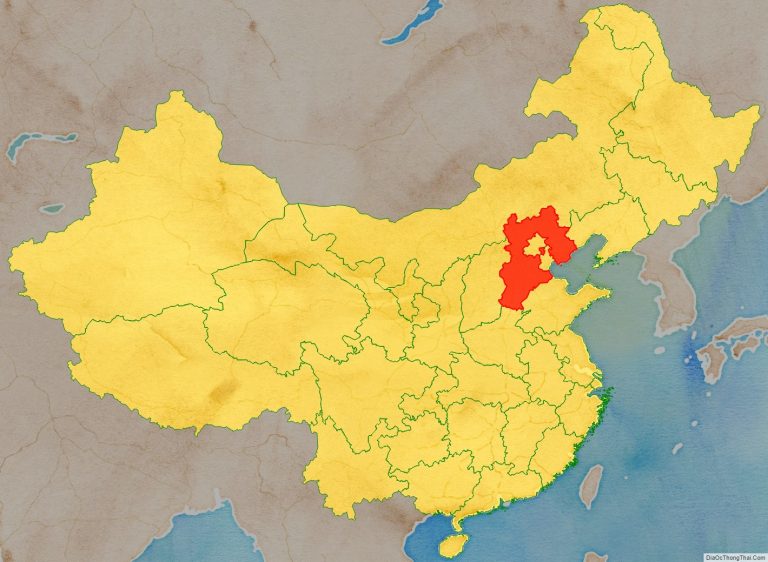 Vị trí địa lý tỉnh Hà Bắc trên bản đồ Trung Quốc