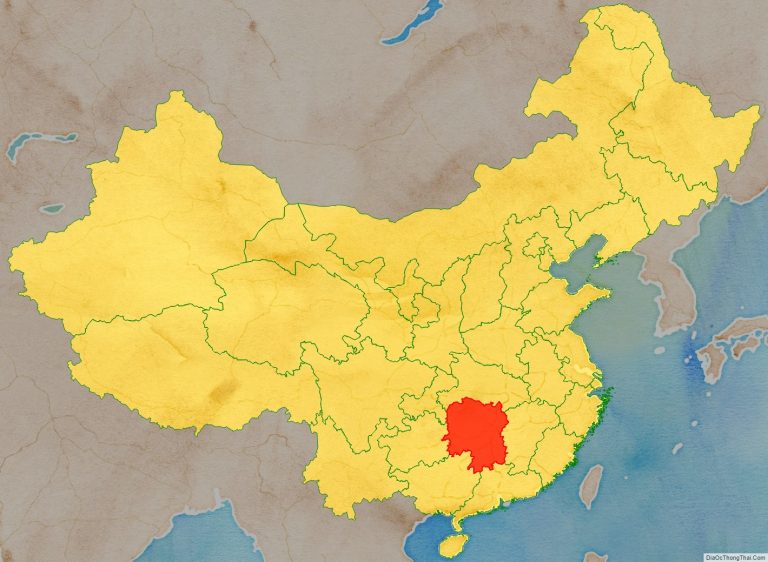 Vị trí địa lý tỉnh Hồ Nam trên bản đồ Trung Quốc